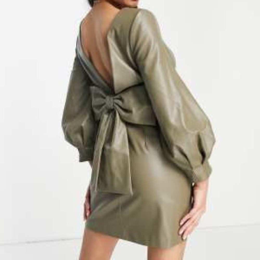 *NWT* Ever New PU low back mini dress in soft khaki